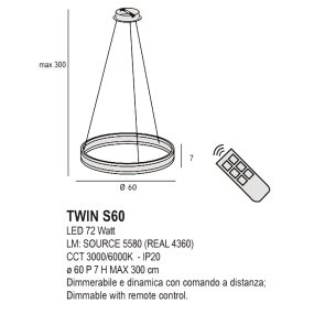 Promoingross TWIN S60 LED CCT lustre LED