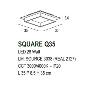Promoingross SQUARE Q35 WH LED-Deckenleuchte