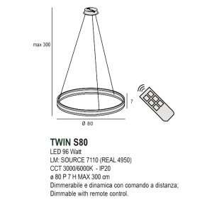 Lampadario led Promoingross TWIN S80 LED CCT