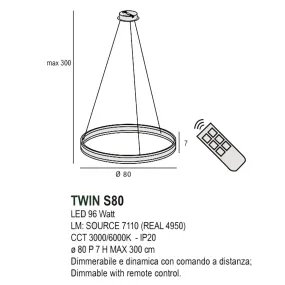Lámpara de araña LED TWIN S80 CCT Promoingross