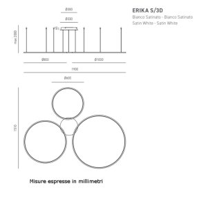 Lampadario moderno Gea Led ERIKA S3D LED alluminio silicone lampada sospensione