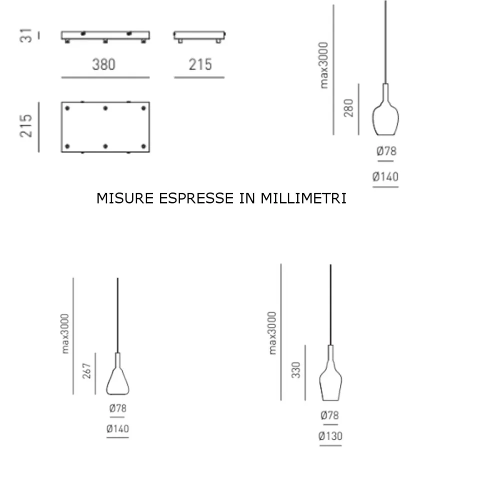 Sospensione OFELIA MINI 6 luci Gea Luce