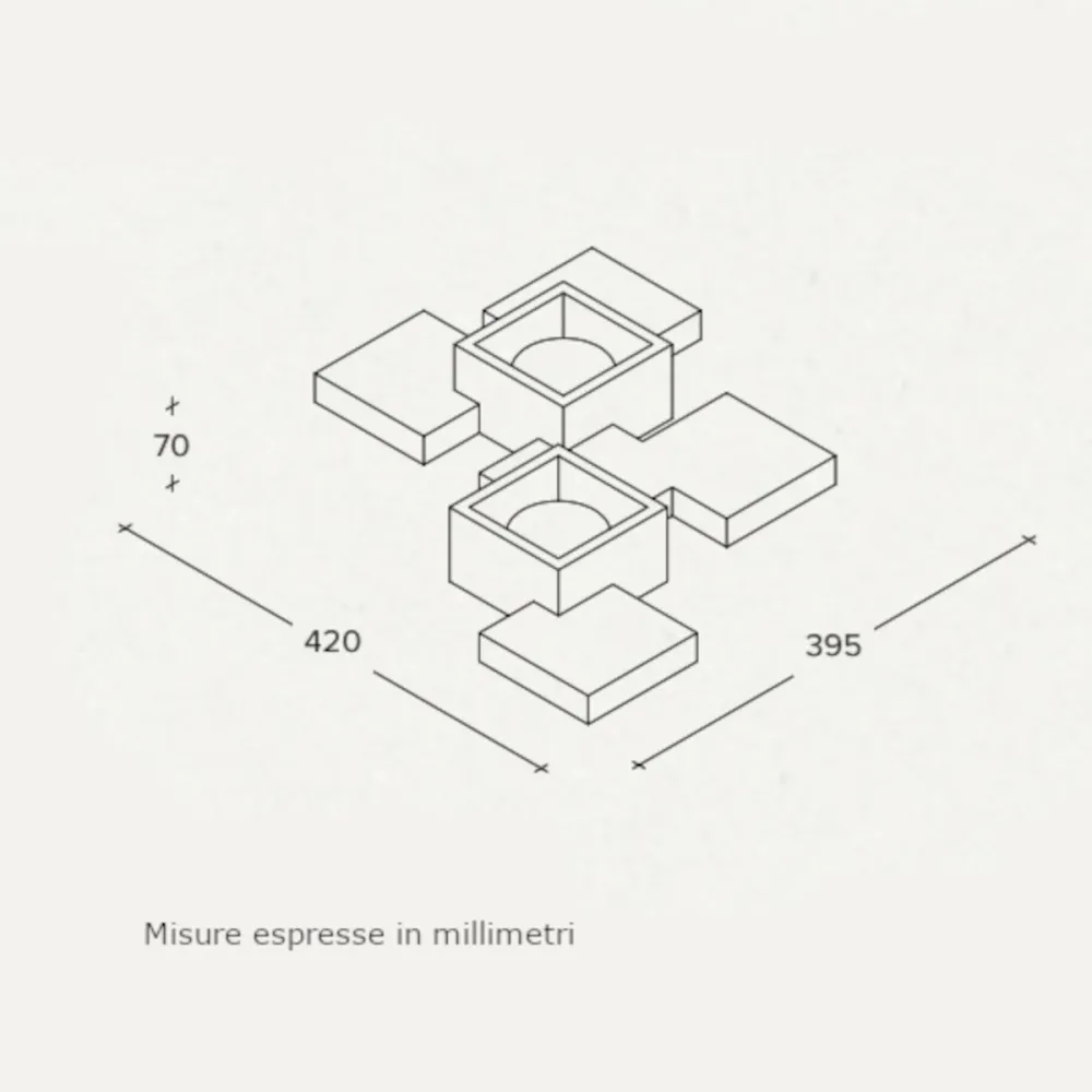 Sforzin Illuminazione SIDE T292 GX53 Plafonnier LED en plâtre