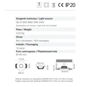 Einbaustrahler oder LED-Strahler 0036-35 Neo Luce 9010 Belfiore