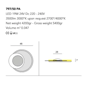 Plafoniera classica Cattaneo illuminazione CLEO 797 50PA LED
