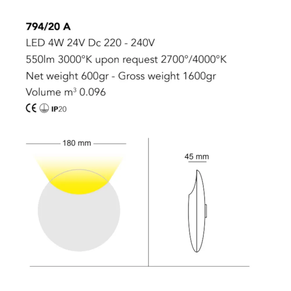Aplique moderno Cattaneo iluminación LUNATICA 794 20A LED