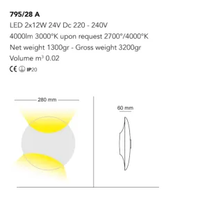 Applique moderno Cattaneo illuminazione LUNATICA 795 28A LED