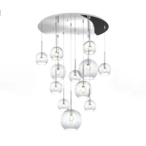 Lámpara colgante moderna de cristal, ampolla, soplada, 12 luces, de colores.