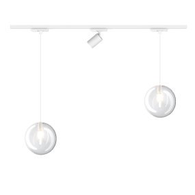 Lámpara de techo moderna LED Top Light Track MONO 1184 ECLIPSE YARI BLANCO G9 foco orientable esfera de cristal transparente