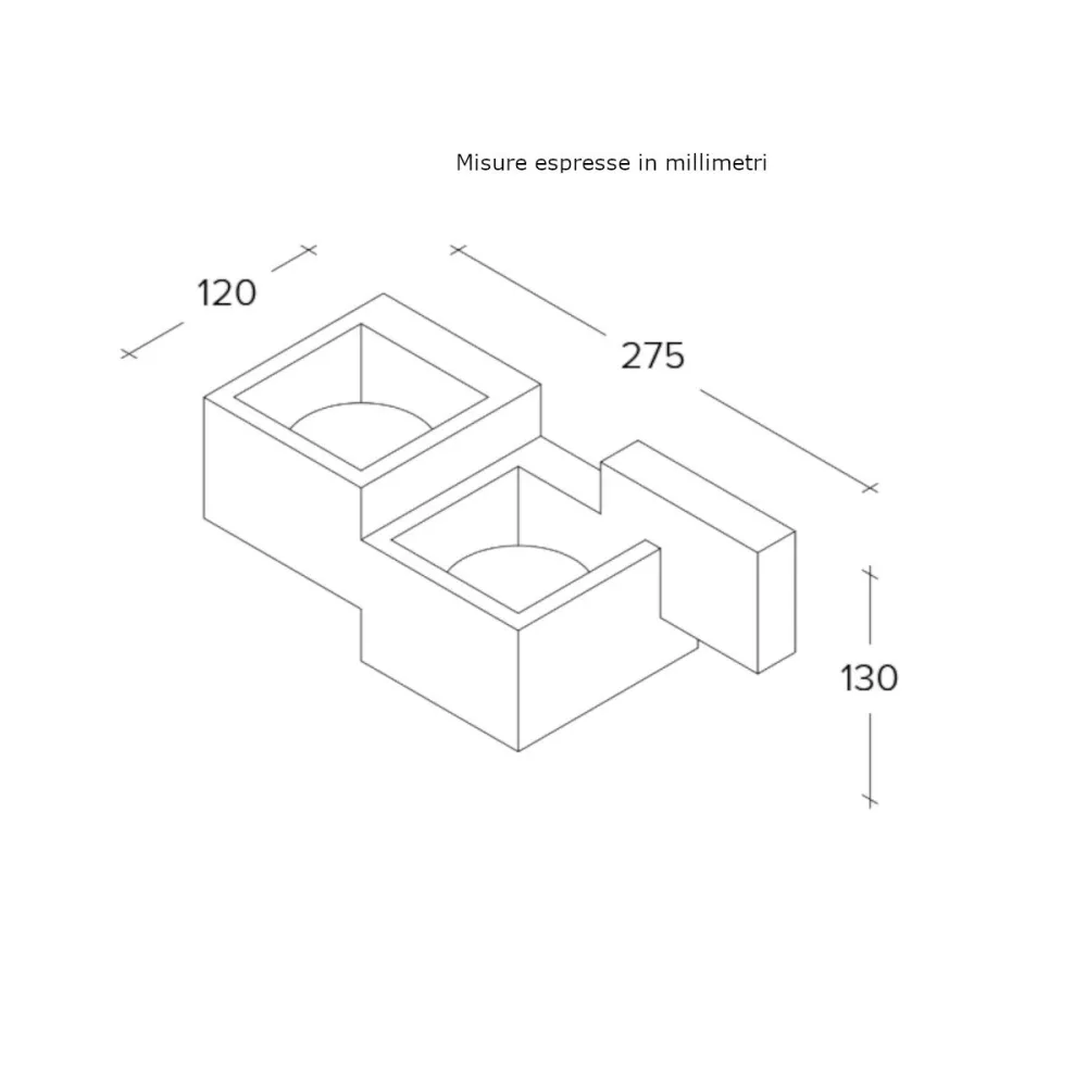 Sforzin Illuminazione SIDE Small T367 GX53 applique murale LED en plâtre