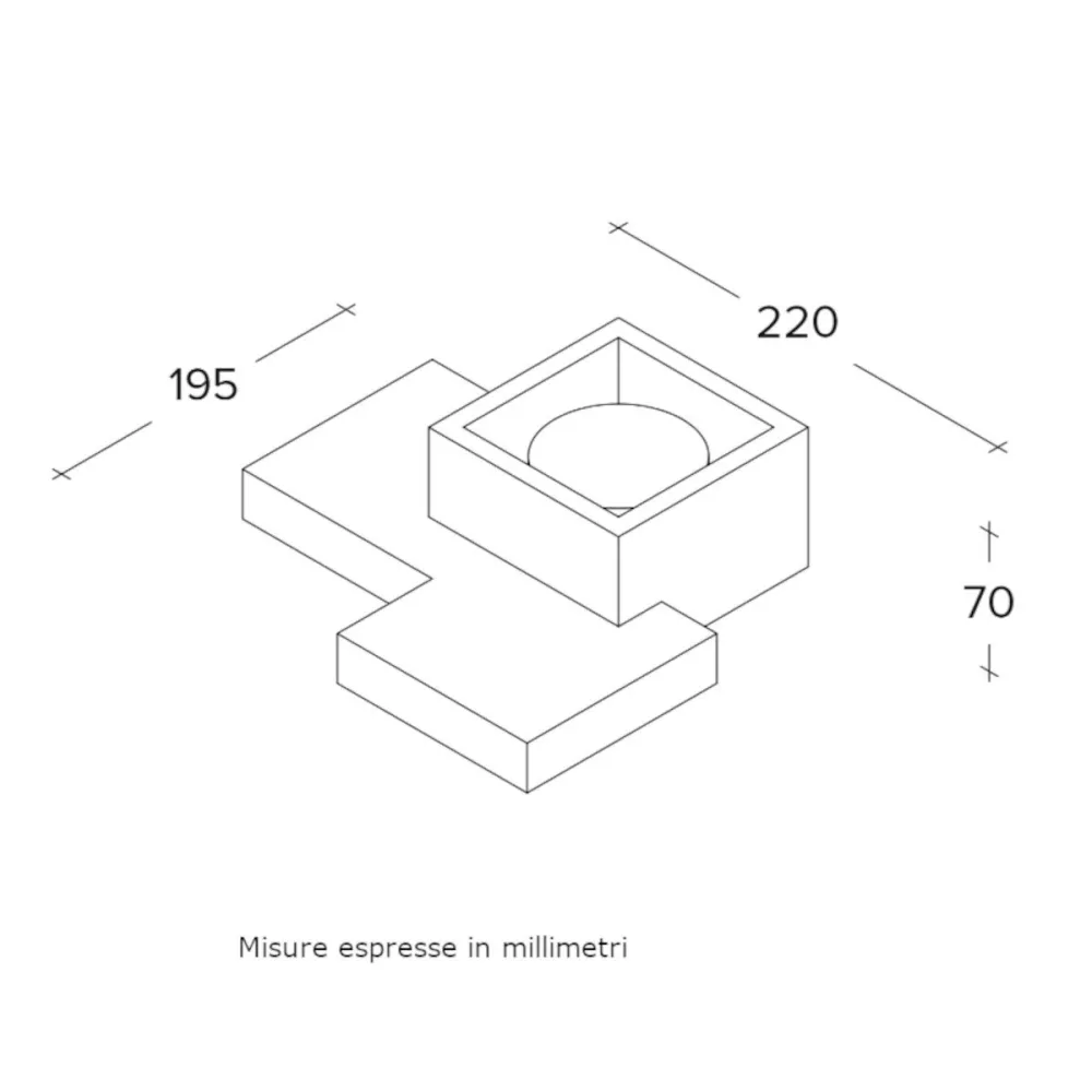 Sforzin Illuminazione SIDE Small T369 GX53 Plafonnier LED en plâtre