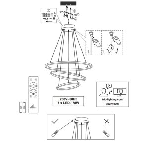 TRIO Lighting AARON 352710342 LED-RGBW-Kronleuchter