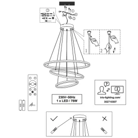 TRIO Lighting AARON 352710342 LED-RGBW-Kronleuchter