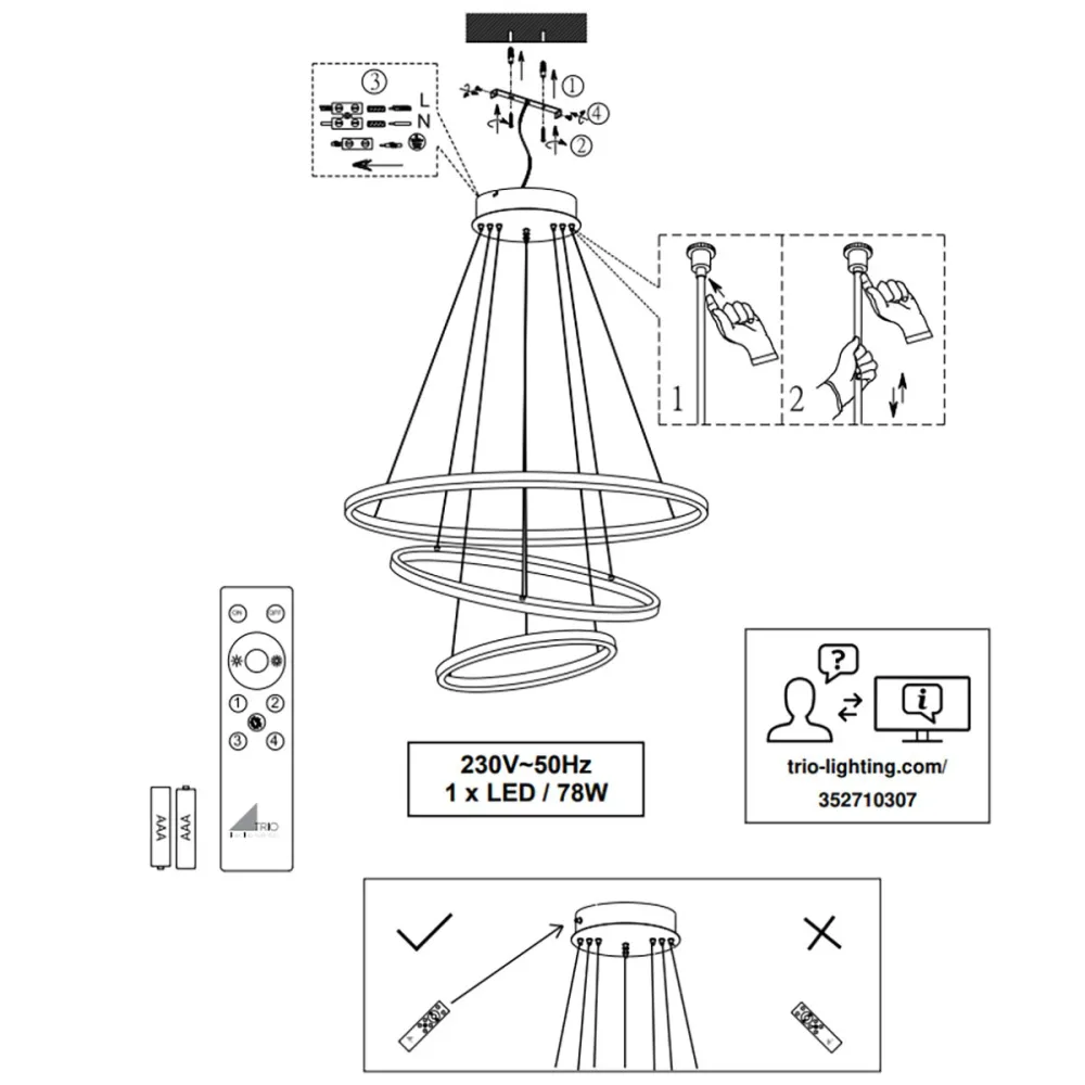 TRIO Lighting AARON 352710342 Lámpara de araña LED RGBW
