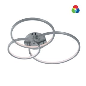 Plafonnier LED RGBW 4200 lm TRIO Lighting AARON 652710307, métal nickelé, style ultra-moderne, avec télécommande