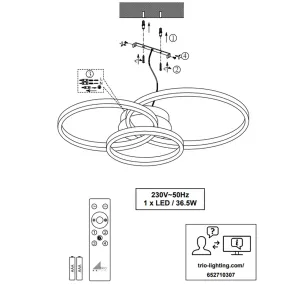 TRIO Lighting AARON 652710342 RGBW LED-Deckenleuchte