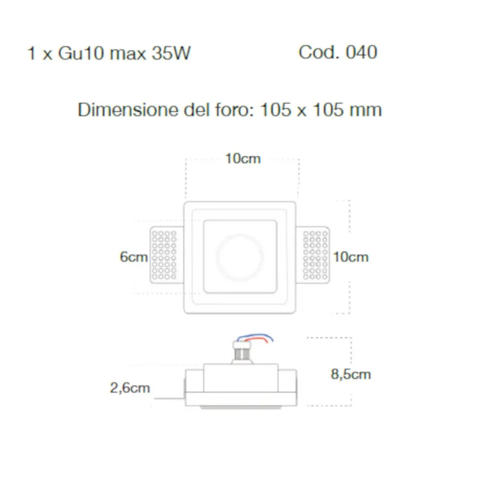 Foco empotrable de yeso Lampadari Bartalini OTESSORG 040 GU10 LED