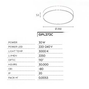 Moderne Deckenleuchte Gea Led GPL272C LED mattschwarz