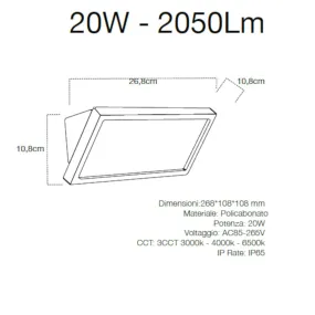 Applique moderno Lampadari Bartalini OENEC CCT LED IP65