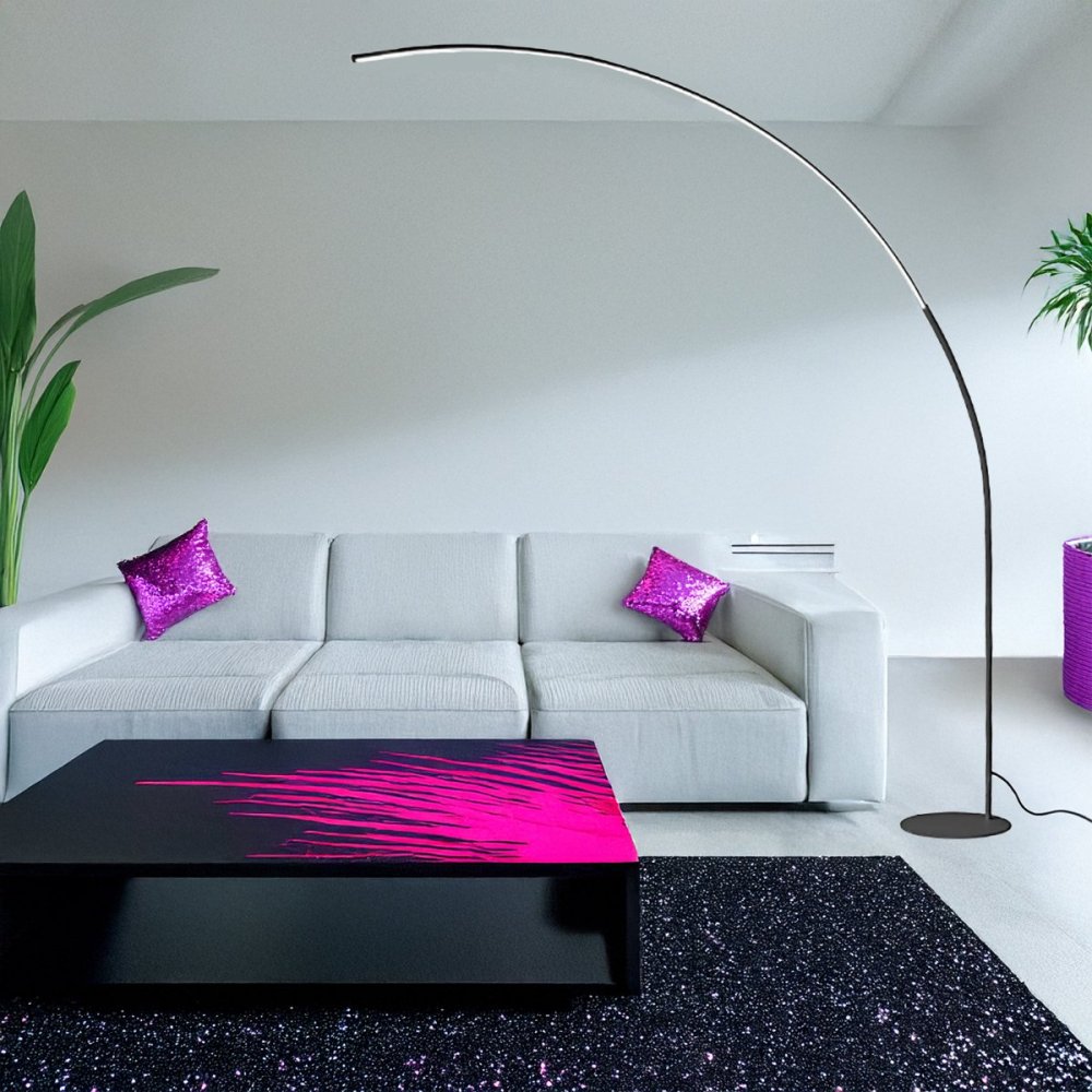 Lampadaire noir avec bras arqué Idel Lux COMET PT N 304168