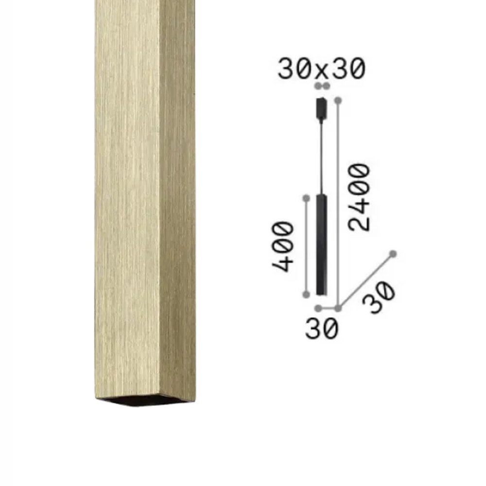 Lustre parallélépipède à LED en laiton Ideal Lux ULTRATHIN 339740