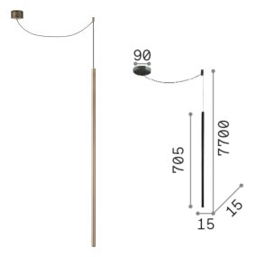 Lustre décentralisé parallélépipède laiton led Ideal Lux FILO 300825