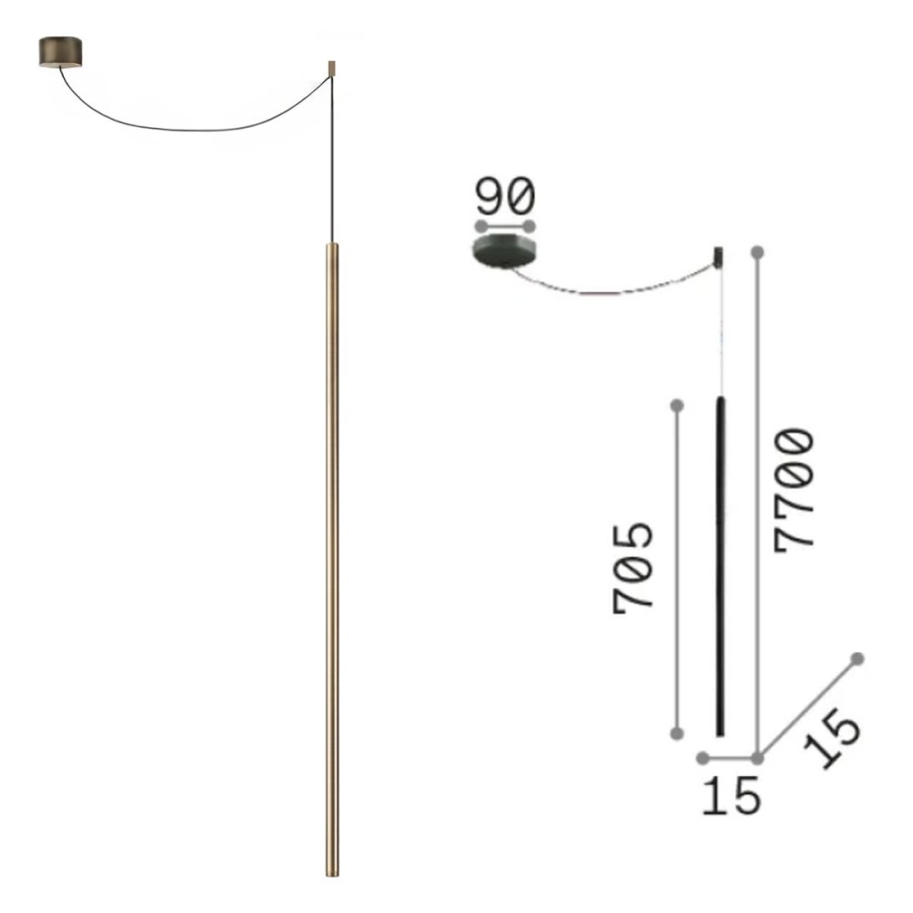Lustre décentralisé parallélépipède laiton led Ideal Lux FILO 300825
