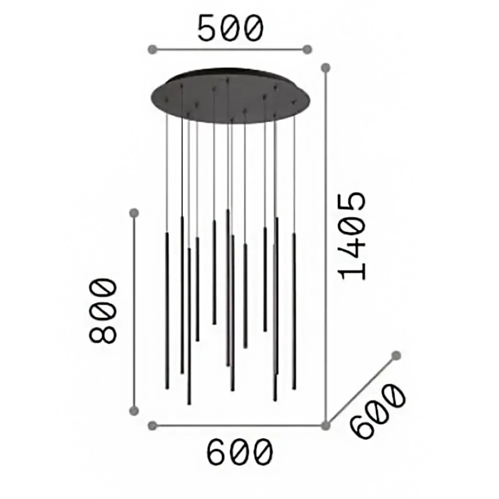 Lámpara de araña clásica Ideal Lux LOOK DROOP SP12 263663 LED