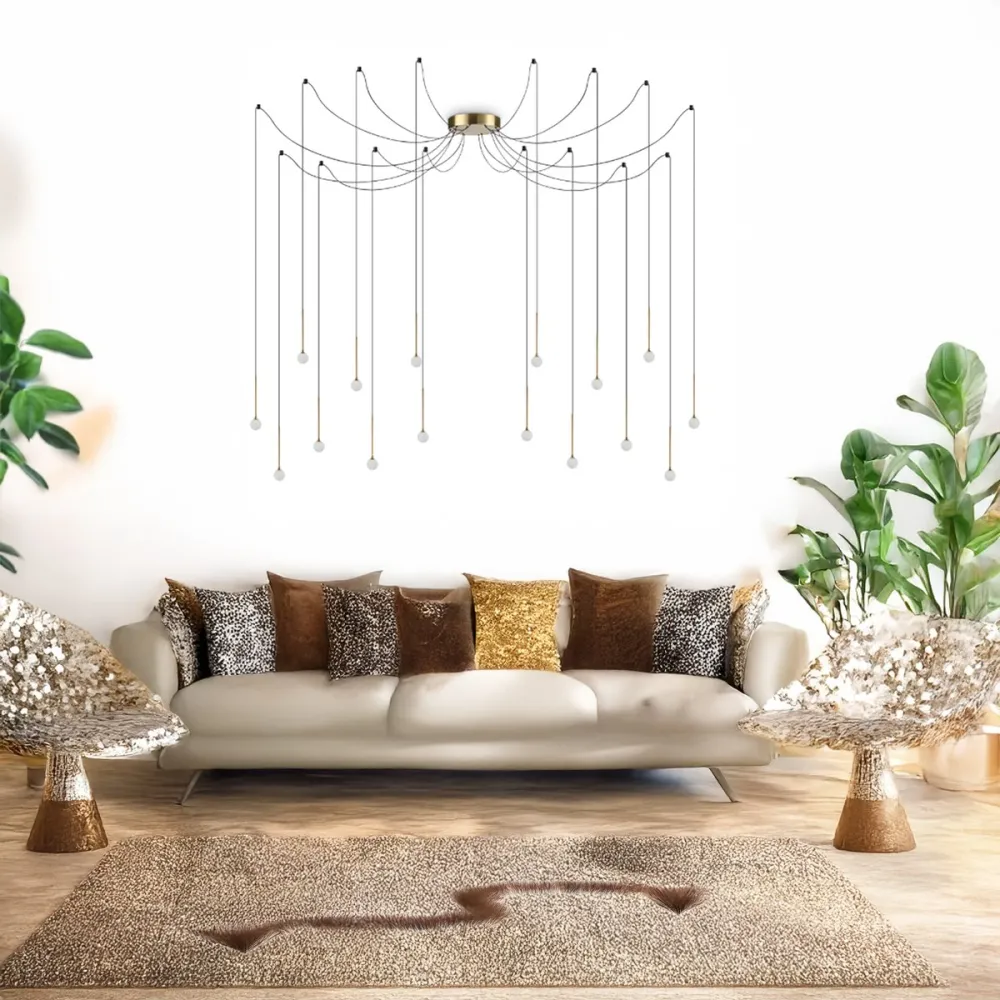 Lampadario ottone led Ideal Lux LUCCIOLA SP12 284019
