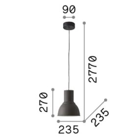 Lámpara de techo con cúpula de metal gris BREEZE SP1 SMALL 137681 de Ideal Lux