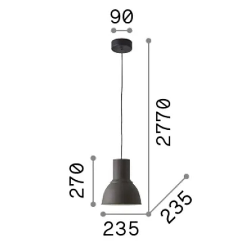 Lámpara de techo con cúpula de metal gris BREEZE SP1 SMALL 137681 de Ideal Lux