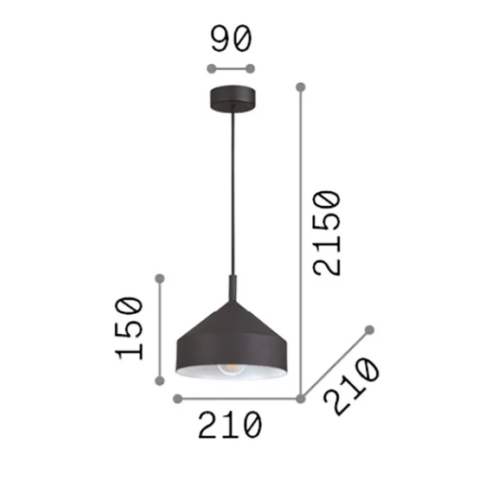 Metallleuchter Ideal Lux YURTA SP1 SMALL BLACK 281568
