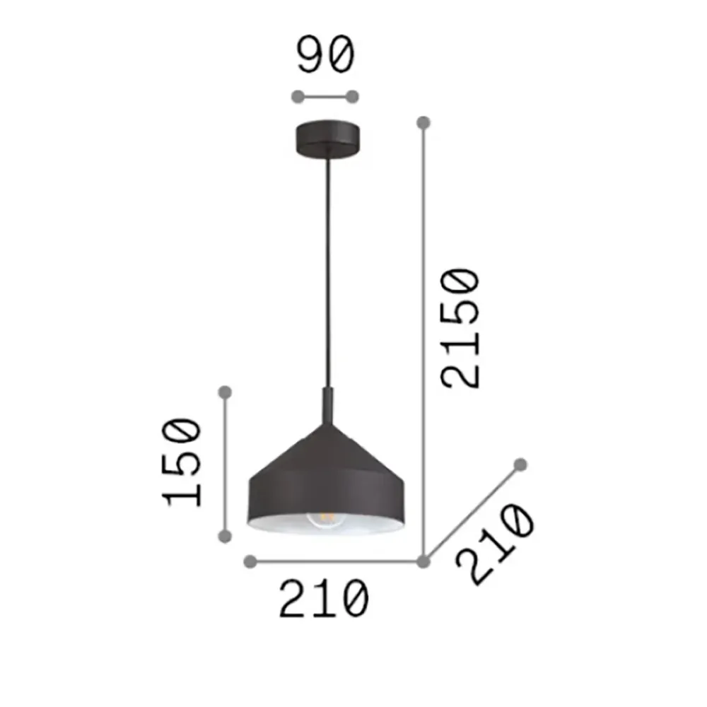 Lampadario metallo Ideal Lux YURTA SP1 SMALL NERO 281568