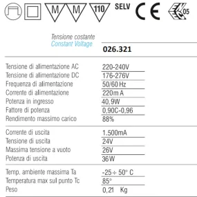 Alimentatore Belfiore 9010 PRIA BRTENTA 026.231 ON/OFF 36W