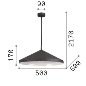 Lámpara de araña de metal Ideal Lux YURTA SP1 BIG BLACK 285182