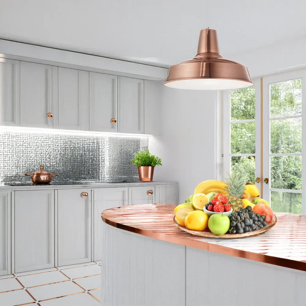 Suspension classique en métal cuivré avec culot E27 max. 60W.