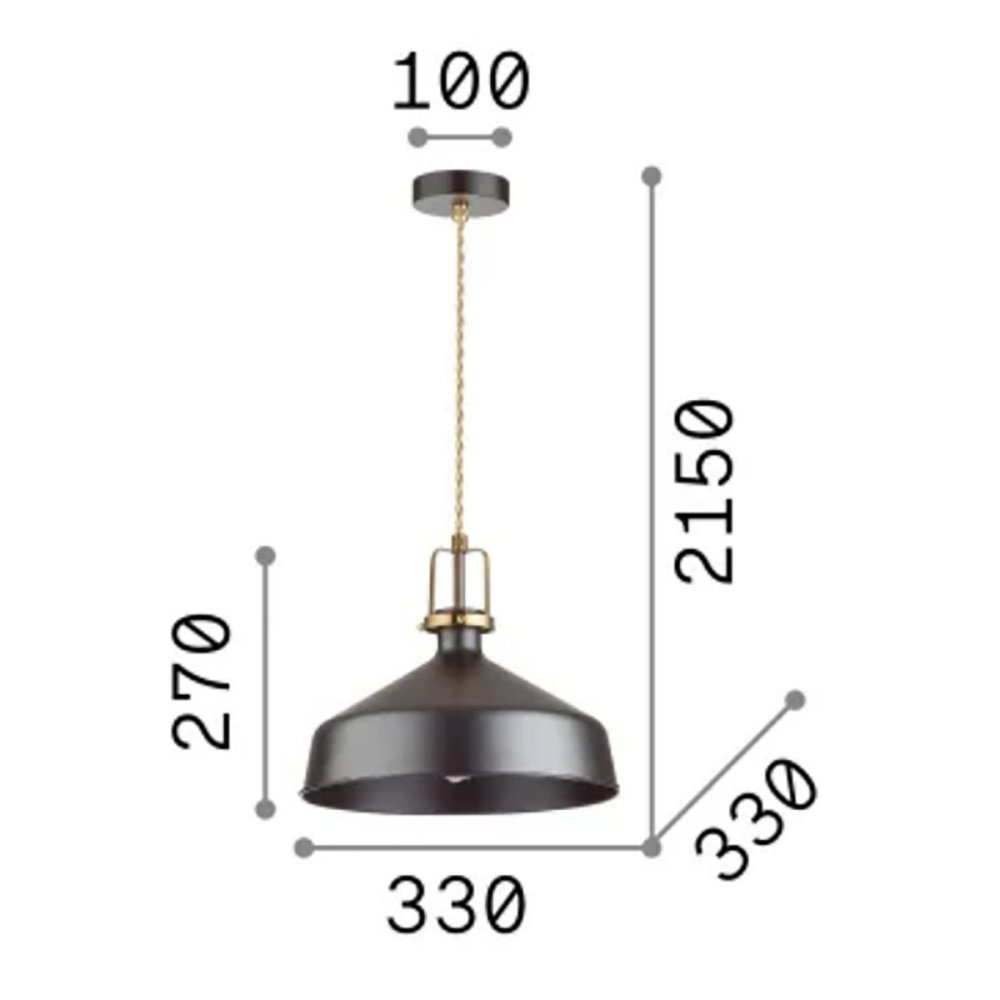 Lámpara de araña de metal Ideal Lux ERIS 2 SP1 NEGRO 249063