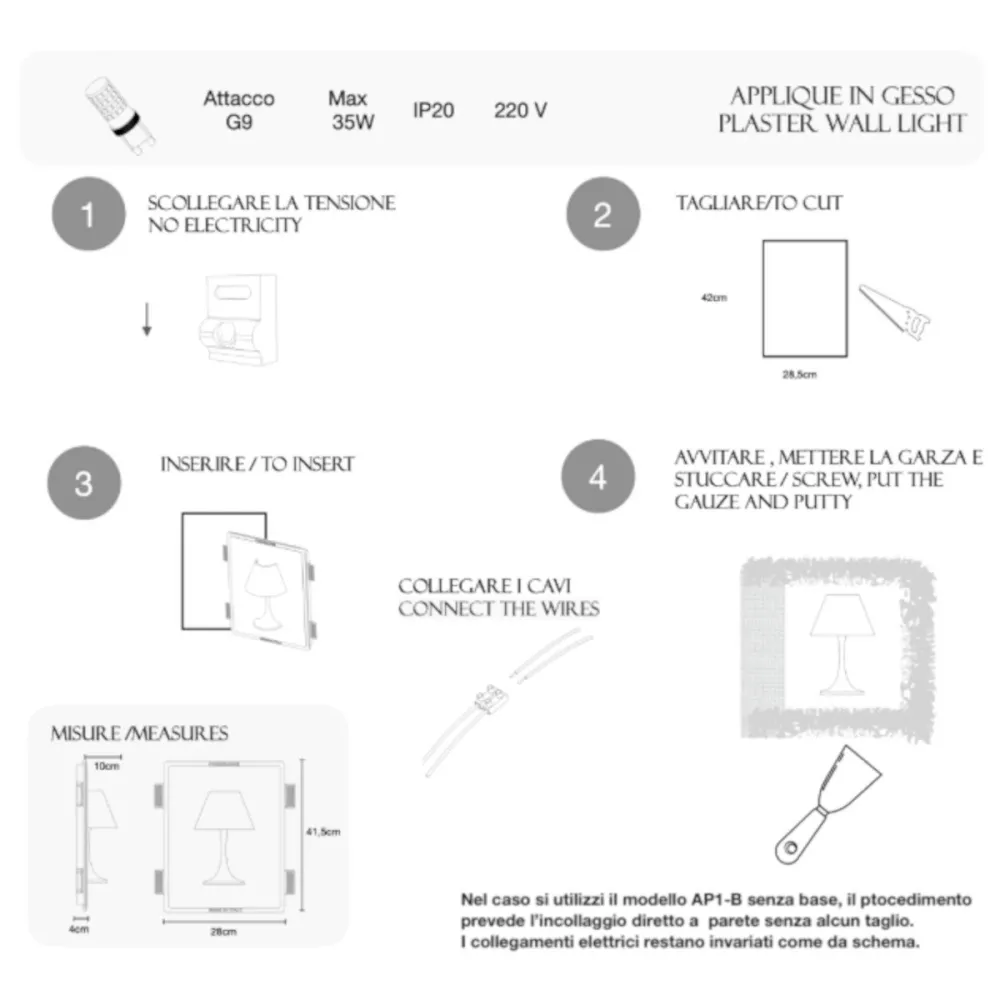 Applique gesso Lampadari Bartalini ETSEIV AP1 G9 LED
