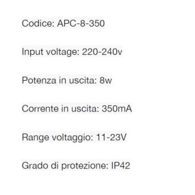 Driver Lampadari Bartalini APC 8 350 CC-350 mA 8W