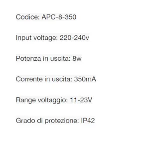 Treiber Lampadari Bartalini APC 8 350 CC-350 mA 8W