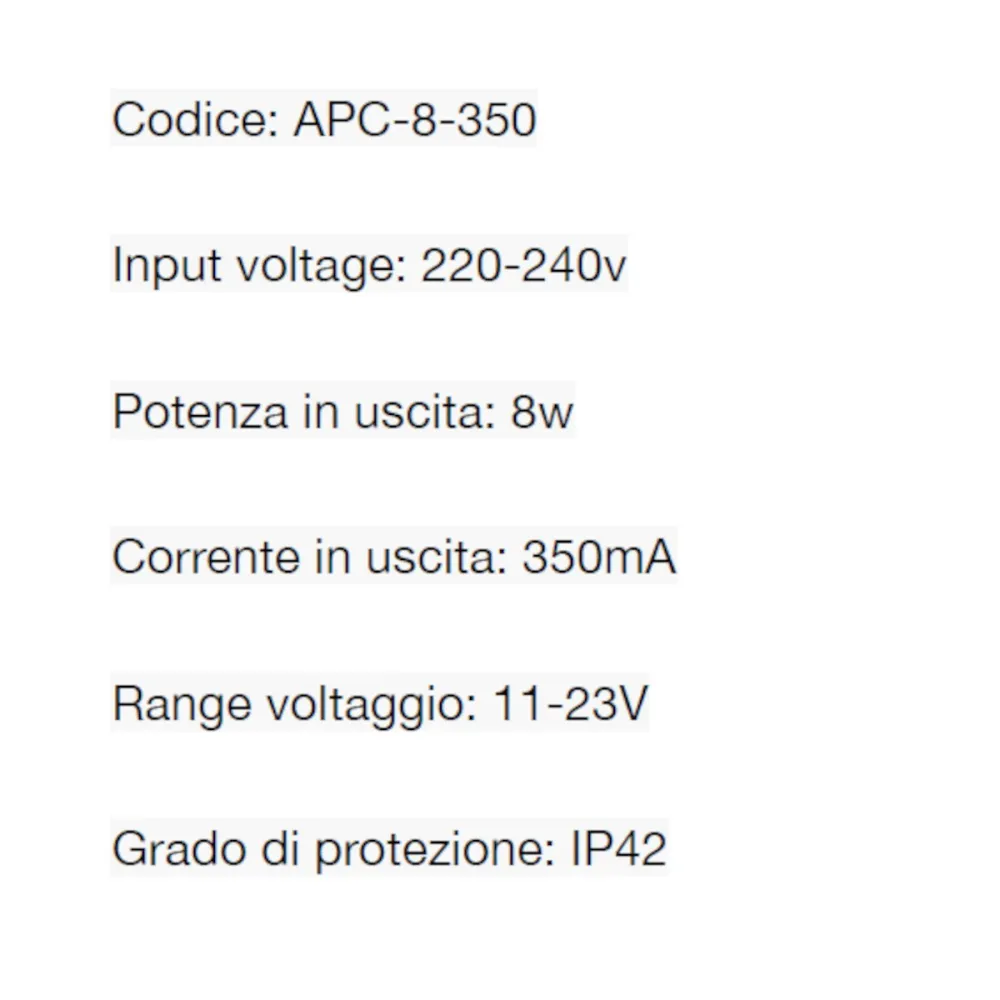 Treiber Lampadari Bartalini APC 8 350 CC-350 mA 8W