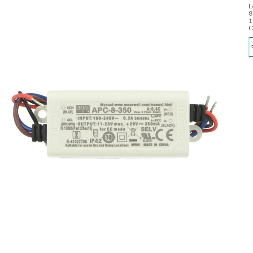 Driver Lampadari Bartalini APC 8 350 CC-350 mA 8W