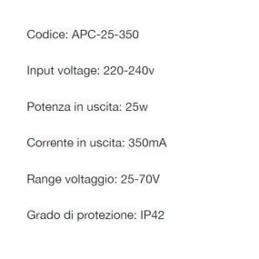 Driver Lampadari Bartalini APC 25 350 220-240V CC-35