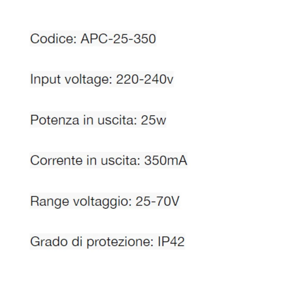 Driver Lampadari Bartalini APC 25 350 220-240V CC-35