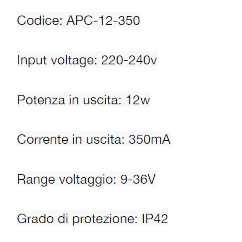 Driver Lampadari Bartalini APC 12 350 220-240V