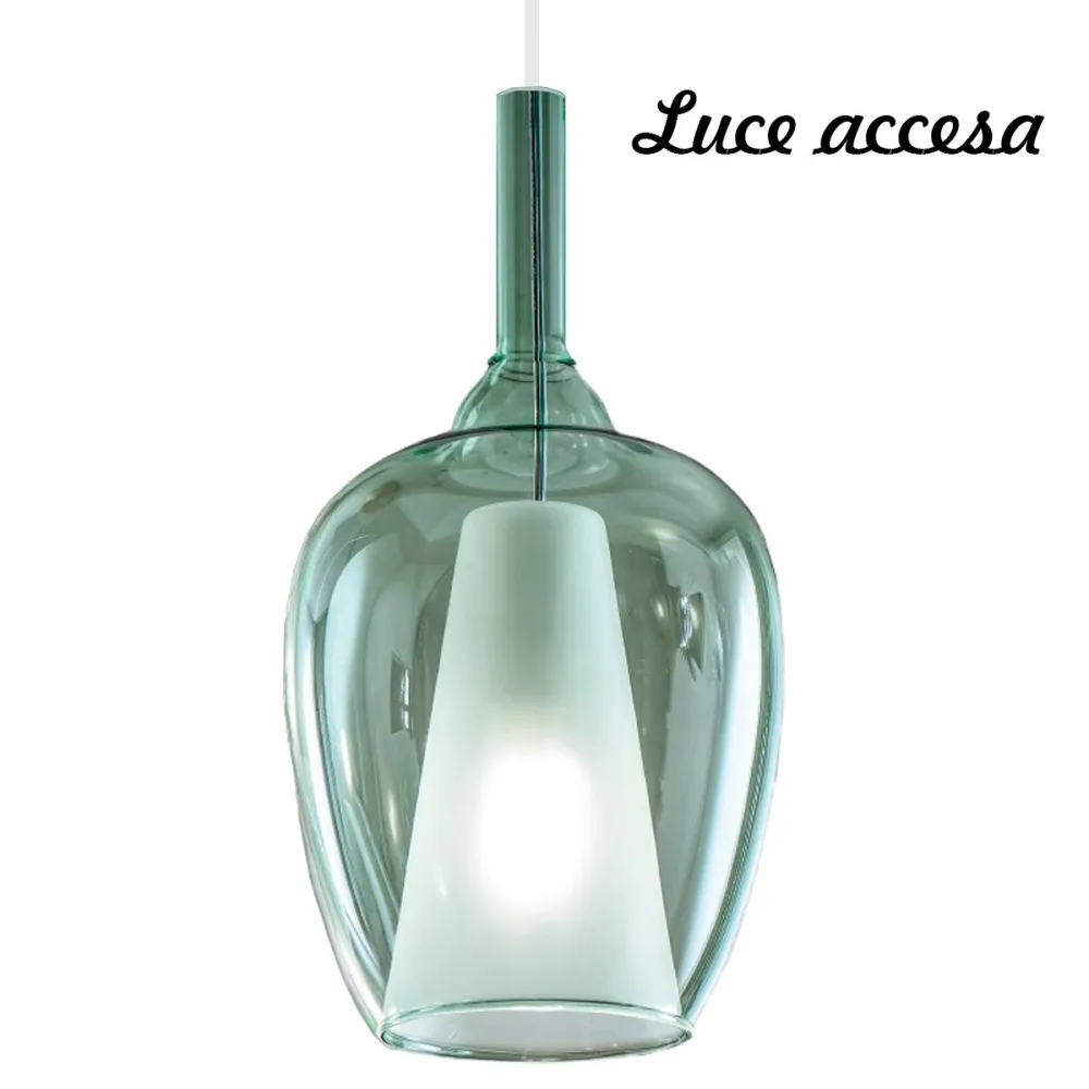 Lampadario vetro verde cromo Gea Luce OFELIA S10