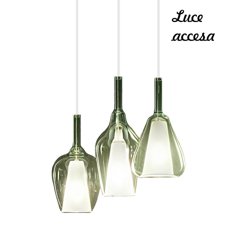 Sospensione vetro verde trasparente Gea Luce OFELIA S10 S11 S12