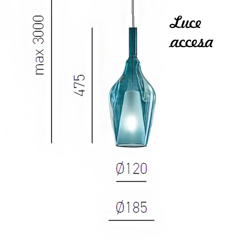 Gea Luce OFELIA S12 transparente blaue Glaspendelleuchte
