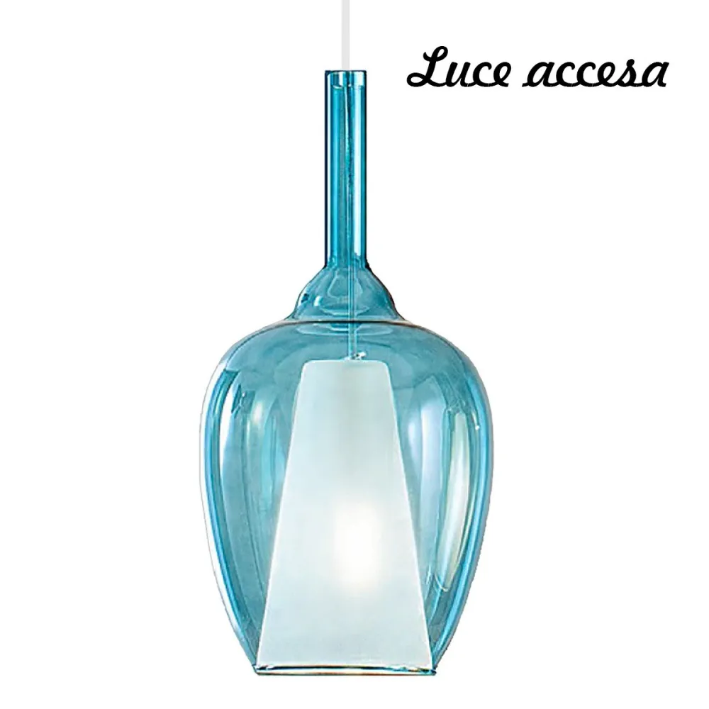 Gea Luce OFELIA S10 Hängeleuchte aus transparentem blauem Glas