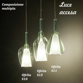 Sospensione vetro verde trasparente Gea Luce OFELIA S10
